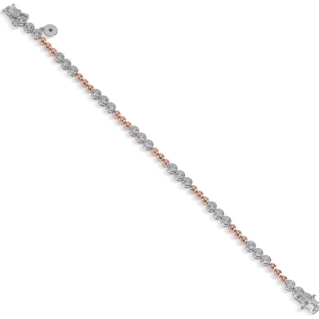 Pulseras Brillantes | Pulsera Riviere | LINEARGENT Pulsera riviere bicolor en rosa y circonita circular