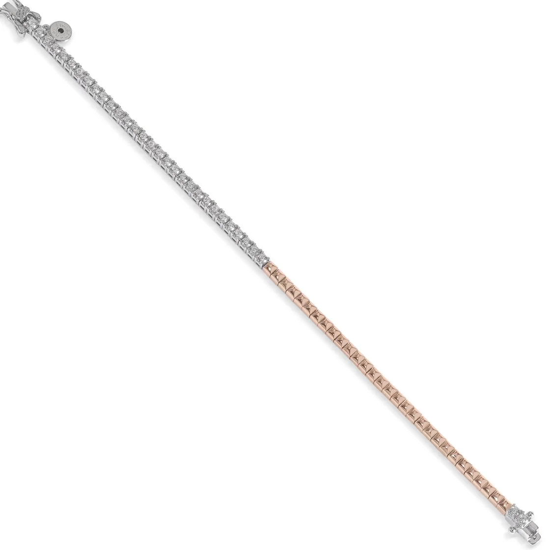 Pulseras Brillantes | Pulsera Riviere | LINEARGENT Pulsera riviere bicolor en rosa y circonita talla princesa