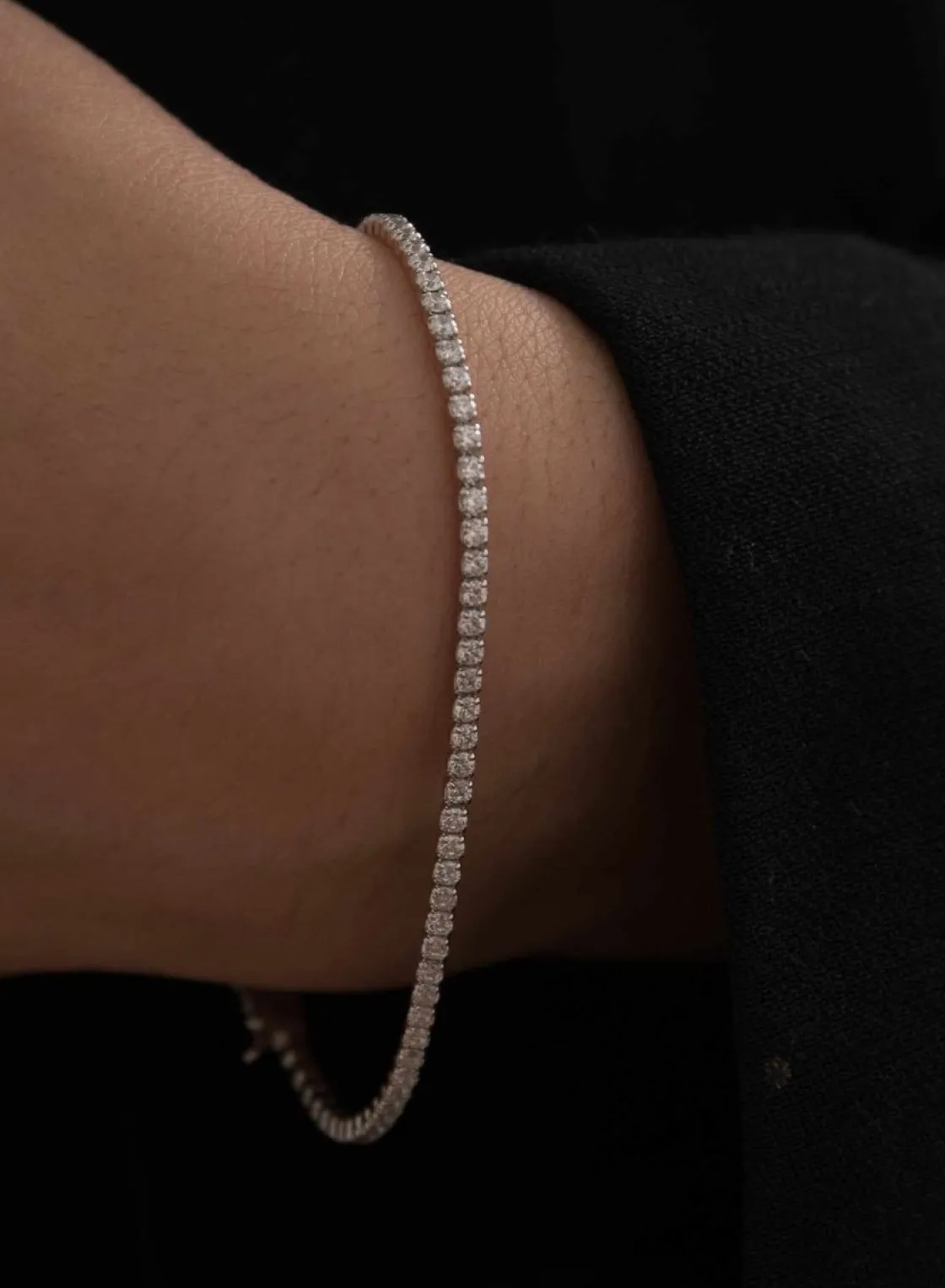 Pulsera Riviere | LINEARGENT Pulsera riviere de plata circonitas blancas en talla princesa