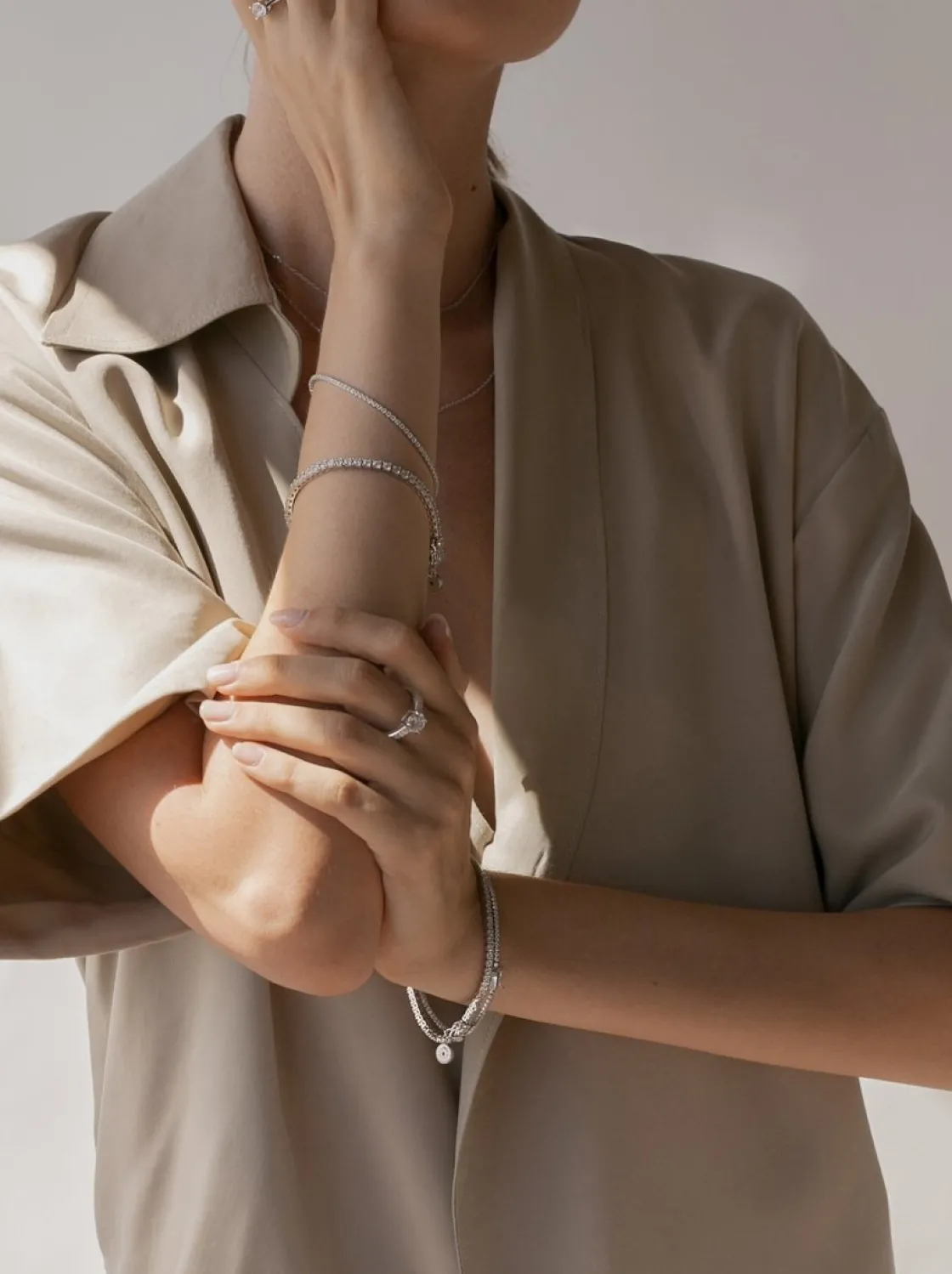 Pulsera Riviere | LINEARGENT Pulsera riviere de plata circonitas con garras