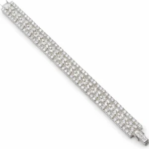 Pulseras Brillantes | LINEARGENT Pulsera riviere de plata con raíles de circonitas blancas en diferentes tallas