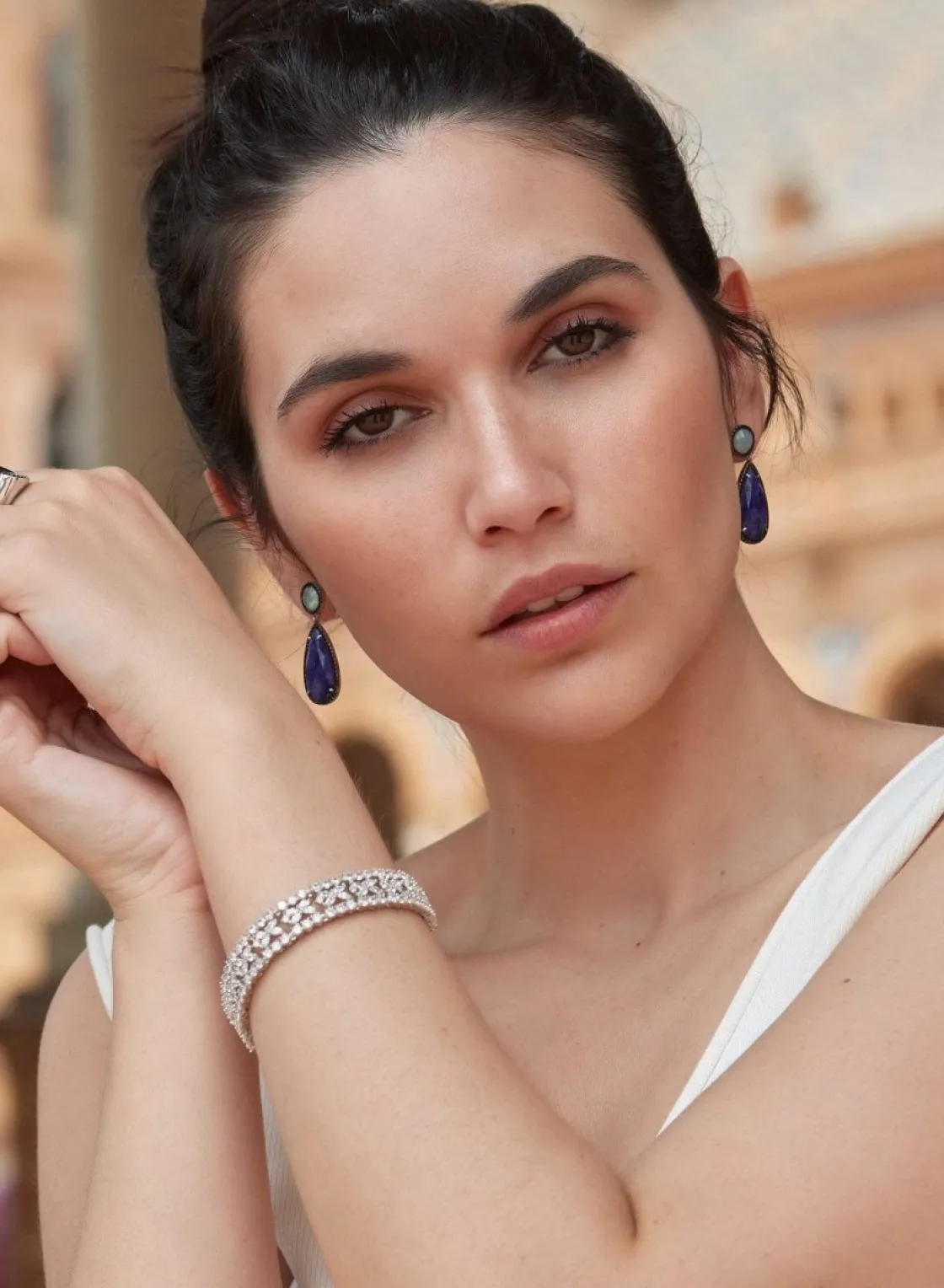 Pulseras Brillantes | LINEARGENT Pulsera riviere de plata con raíles de circonitas blancas en diferentes tallas