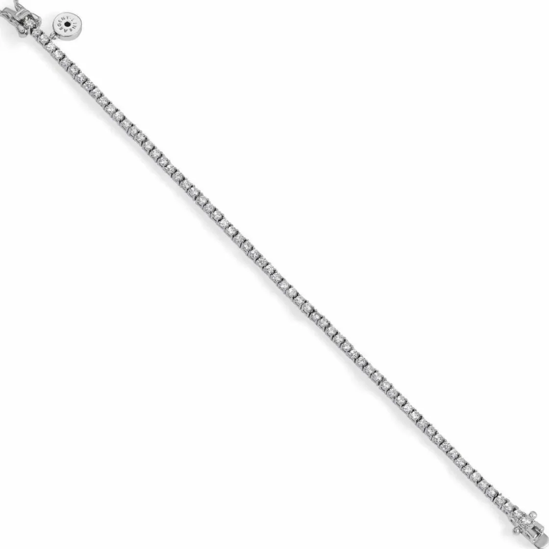 Pulseras Brillantes | Pulsera Riviere | LINEARGENT Pulsera riviere de plata diseño muy fino con circonitas