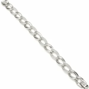 Pulsera Eslabones Plata | Pulseras Brillantes | LINEARGENT Pulseras brillantes de cadena de eslabones de plata y circonita