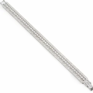 Pulseras Brillantes | LINEARGENT Pulseras brillantes de plata con raíl central de circonitas