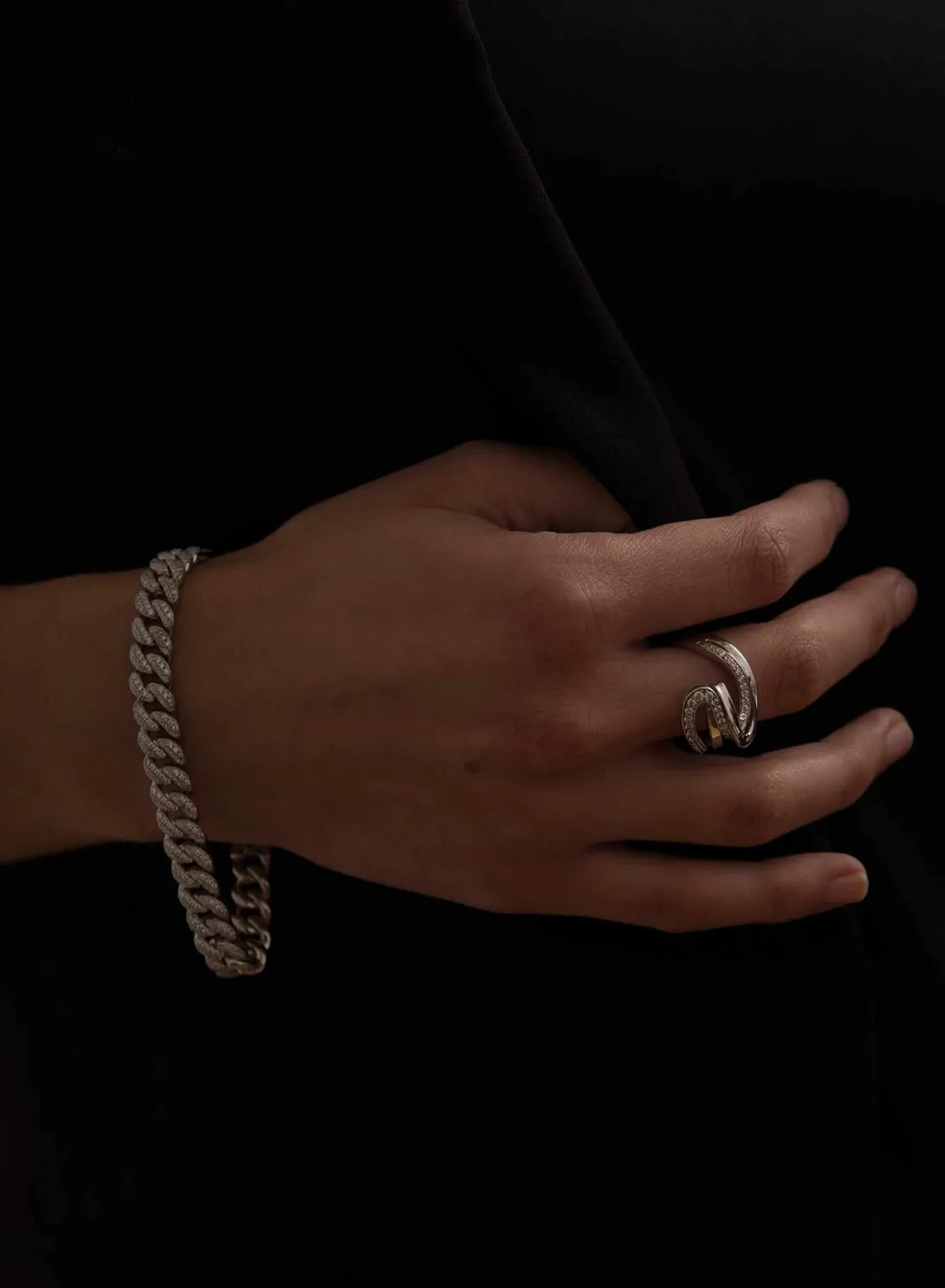 Pulseras Brillantes | LINEARGENT Pulseras brillantes en plata diseño grueso con circonita