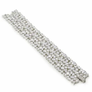 Pulseras Brillantes | LINEARGENT Pulseras brillantes en plata diseño riviere ancho con circonitas
