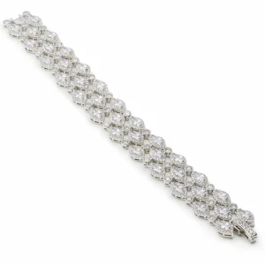 Pulseras Brillantes | LINEARGENT Pulseras brillantes en plata estilo riviere diseño ancho