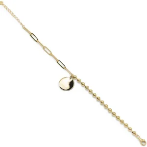 Pulseras Finas | LINEARGENT Pulseras con colgantes de plata bañados en oro con charm redondo y bolitas