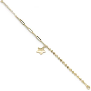 Pulseras Finas | LINEARGENT Pulseras con colgantes de plata bañados en oro con colgante en forma de estrella