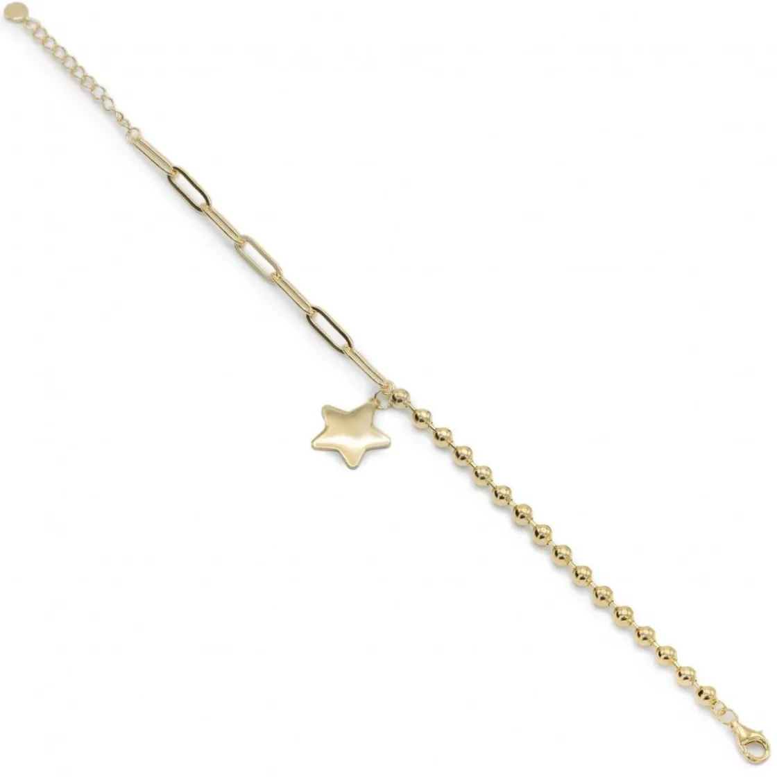 Pulseras Finas | LINEARGENT Pulseras con colgantes de plata bañados en oro con colgante en forma de estrella
