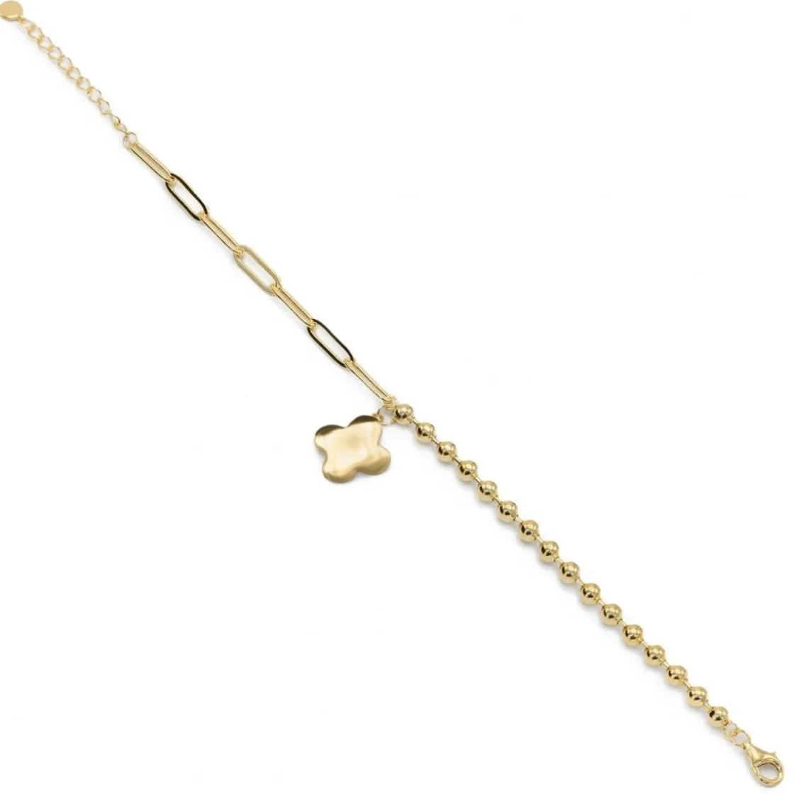 Pulseras Finas | LINEARGENT Pulseras con colgantes de plata bañados en oro con colgante en forma de flor