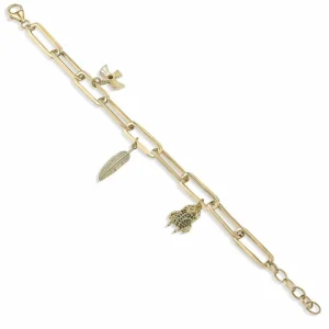 Pulseras Con Colgantes | LINEARGENT Pulseras con colgantes diseño de eslabones dorados