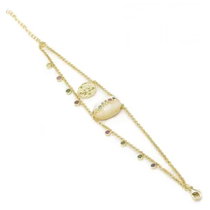 Pulseras Con Colgantes | Pulseras Con Piedras | LINEARGENT Pulseras con colgantes diseño de perla y medalla
