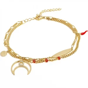 Pulseras Con Colgantes | LINEARGENT Pulseras con colgantes diseño doble cadena con motivo de luna