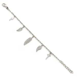 Pulseras Con Colgantes | Pulseras Finas | LINEARGENT Pulseras con colgantes diseño pluma destello y rayo