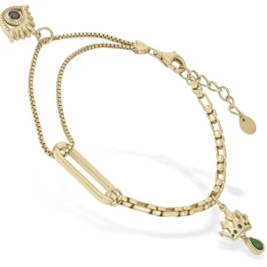 Pulseras Con Colgantes | LINEARGENT Pulseras con colgantes en palta dorado doble motivo