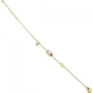 Pulseras Finas | LINEARGENT Pulseras con colgantes motivo central en tono rosa y circonita a modo de charm