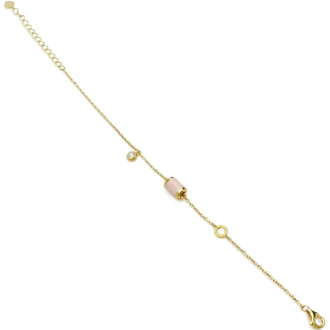 Pulseras Finas | LINEARGENT Pulseras con colgantes motivo central en tono rosa y circonita a modo de charm