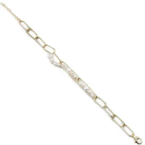 Pulseras Perlas | LINEARGENT Pulseras con perlas en plata combinada con paper clip