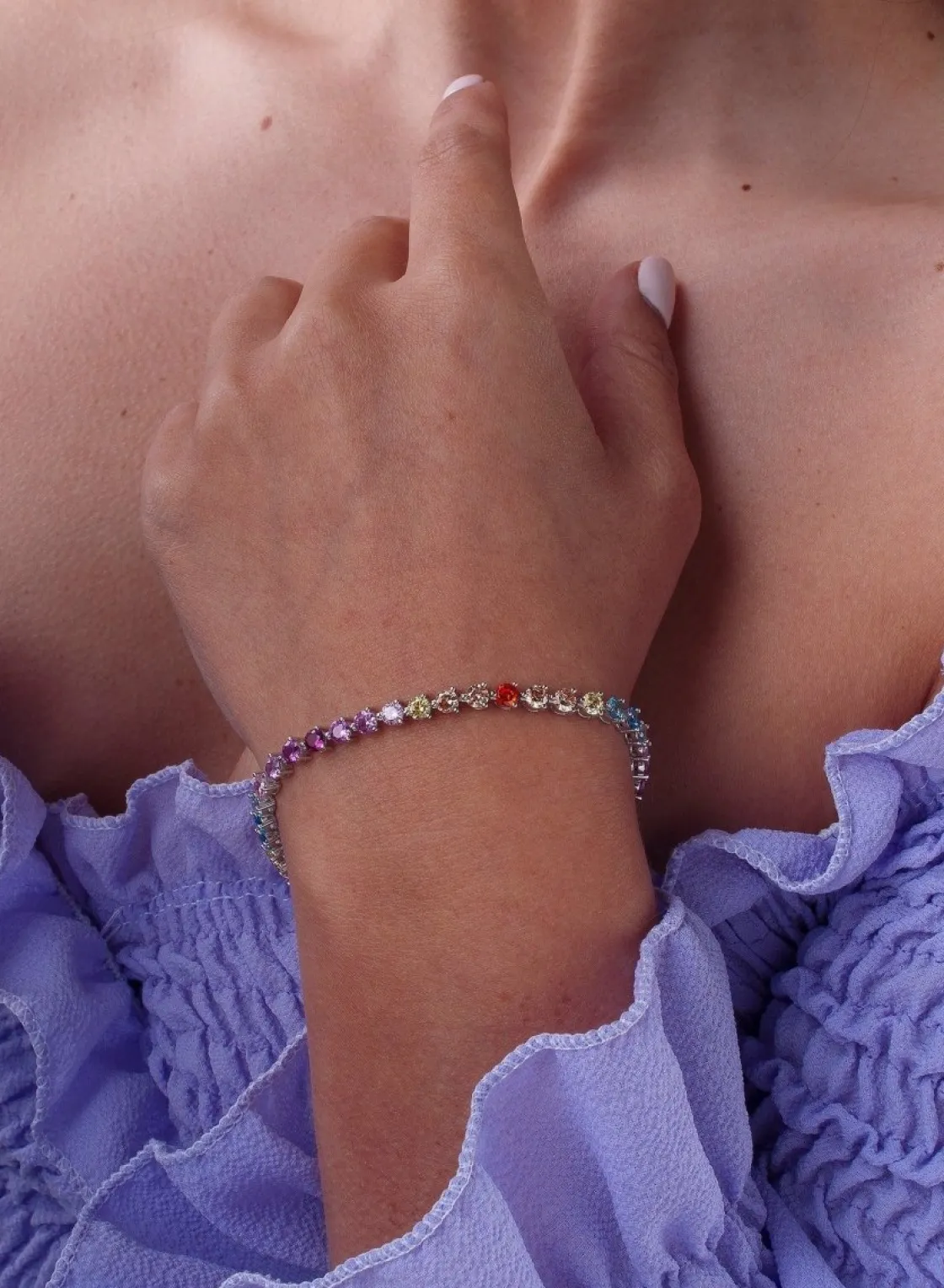 Pulseras Con Piedras | Pulsera Riviere | LINEARGENT Pulseras con piedras de colores estilo riviere