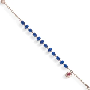 Pulseras Con Piedras | LINEARGENT Pulseras con piedras de plata de circonitas azurita y fucsia