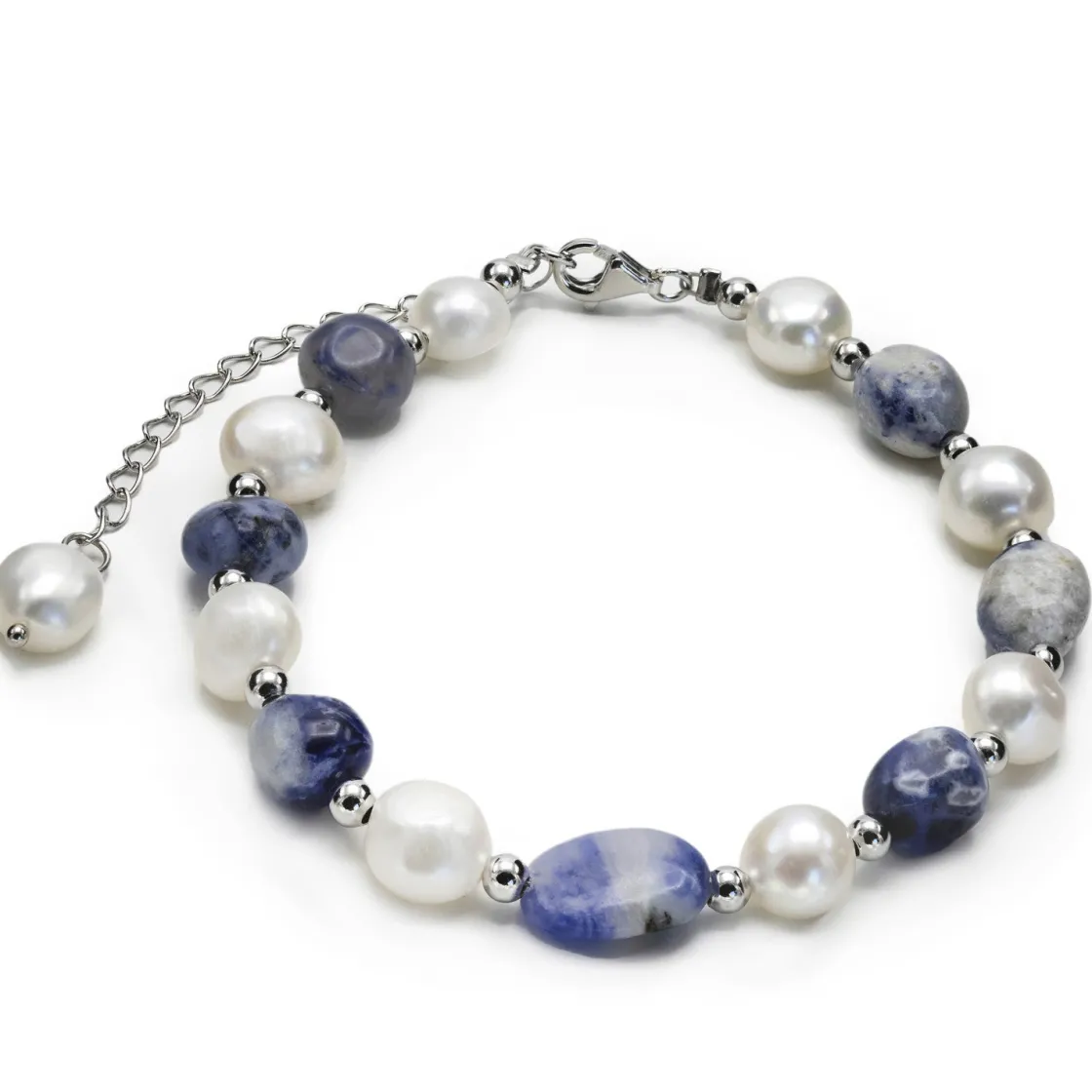 Pulsera De Bolas | Pulseras Perlas | LINEARGENT Pulseras con piedras de plata soladita y perlas de agua dulce