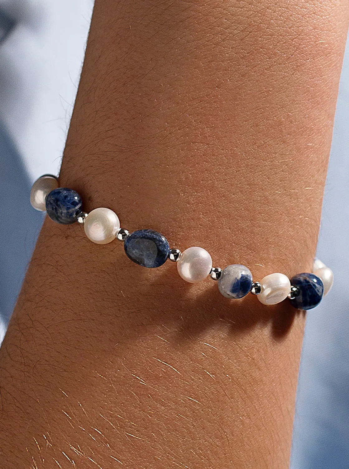Pulsera De Bolas | Pulseras Perlas | LINEARGENT Pulseras con piedras de plata soladita y perlas de agua dulce