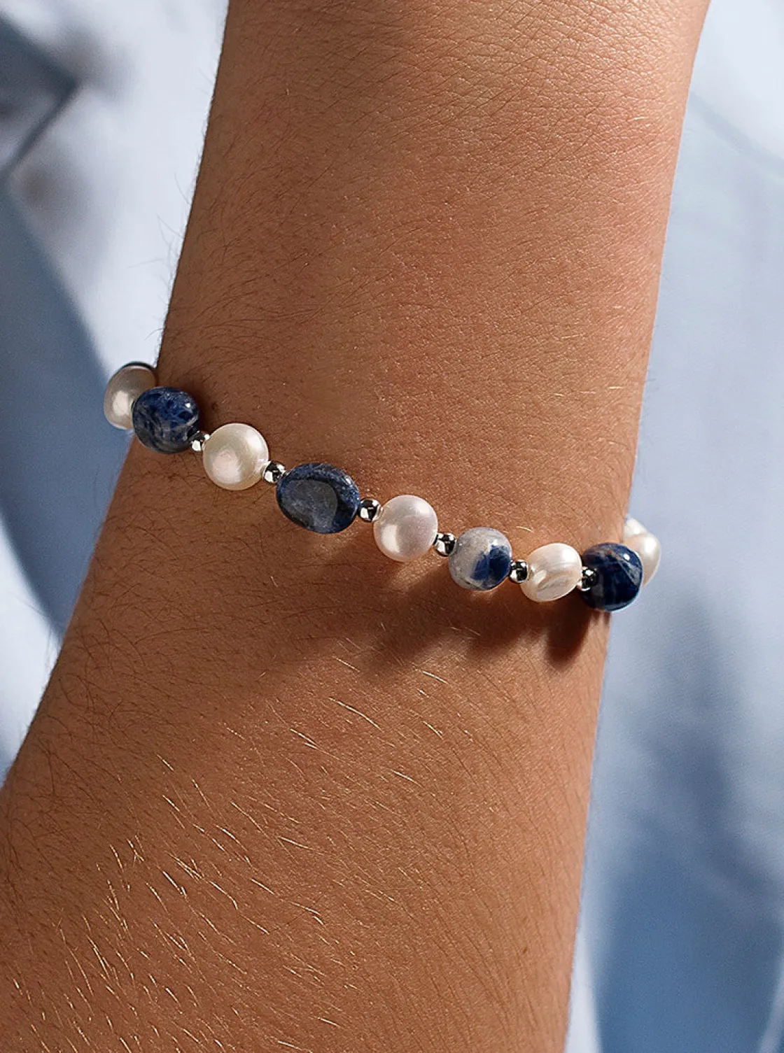 Pulsera De Bolas | Pulseras Perlas | LINEARGENT Pulseras con piedras de plata soladita y perlas de agua dulce