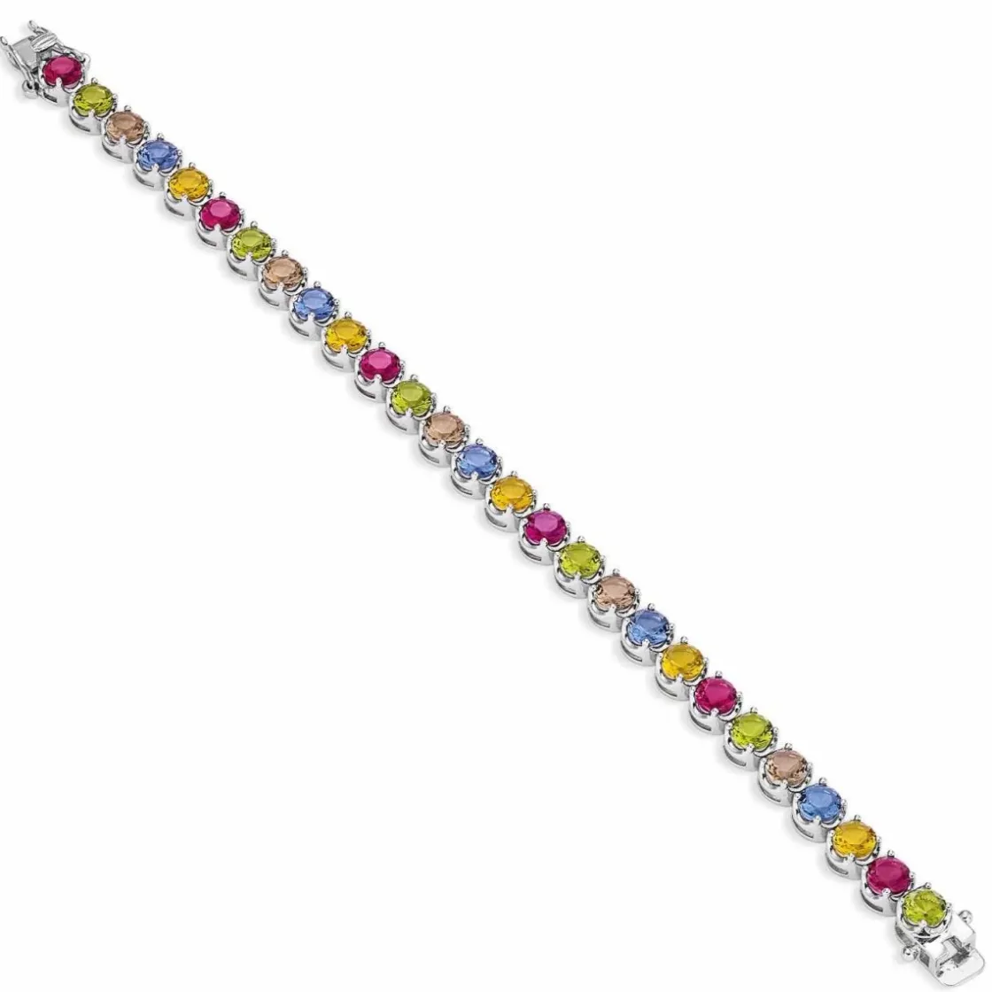 Pulseras Con Piedras | Pulsera Riviere | LINEARGENT Pulseras con piedras de tonos cálidos y plata lisa