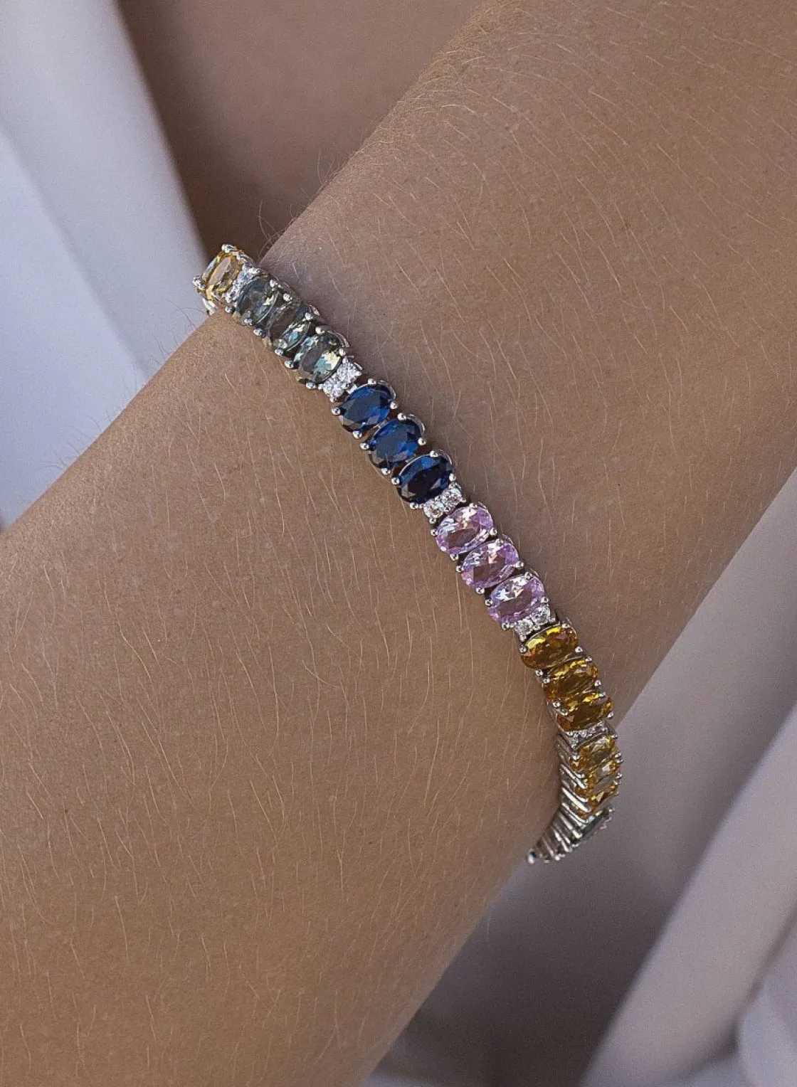 Pulsera Riviere | LINEARGENT Pulseras con piedras diseño combinado con circonitas