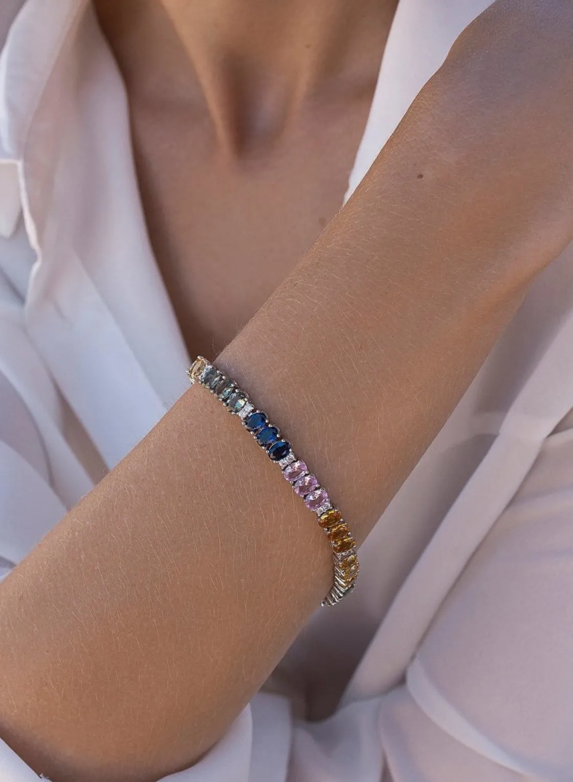 Pulsera Riviere | LINEARGENT Pulseras con piedras diseño combinado con circonitas