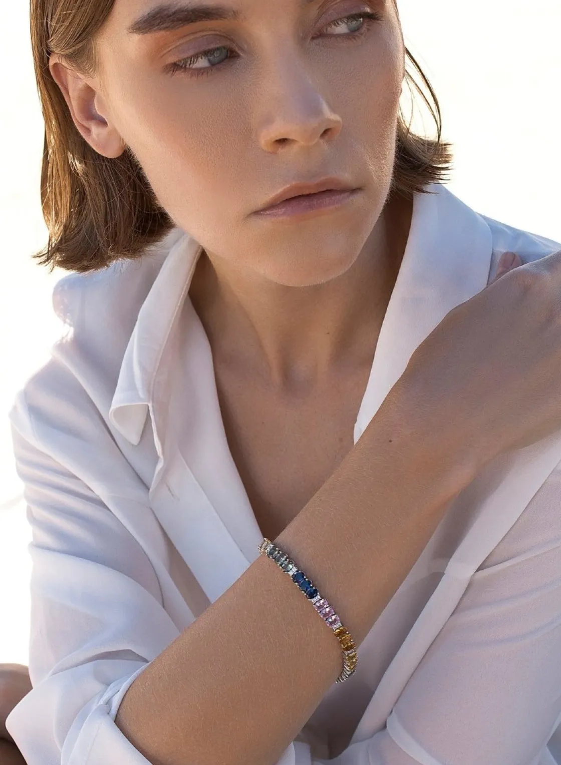 Pulsera Riviere | LINEARGENT Pulseras con piedras diseño combinado con circonitas