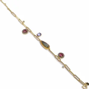 Pulseras Con Piedras | LINEARGENT Pulseras con piedras diseño de cadena paper clip con charms