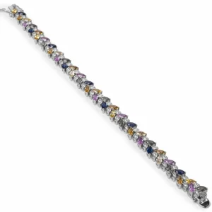 Pulsera Riviere | LINEARGENT Pulseras con piedras diseño de hojas multicolores