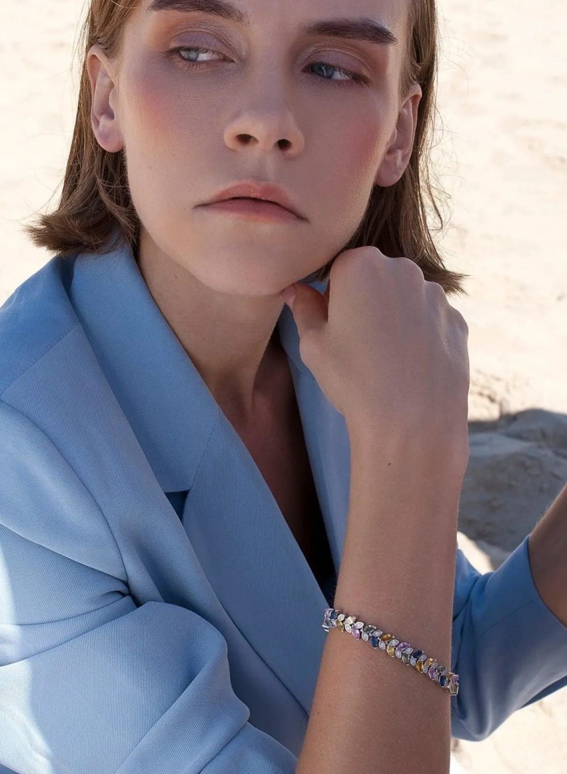 Pulsera Riviere | LINEARGENT Pulseras con piedras diseño de hojas multicolores
