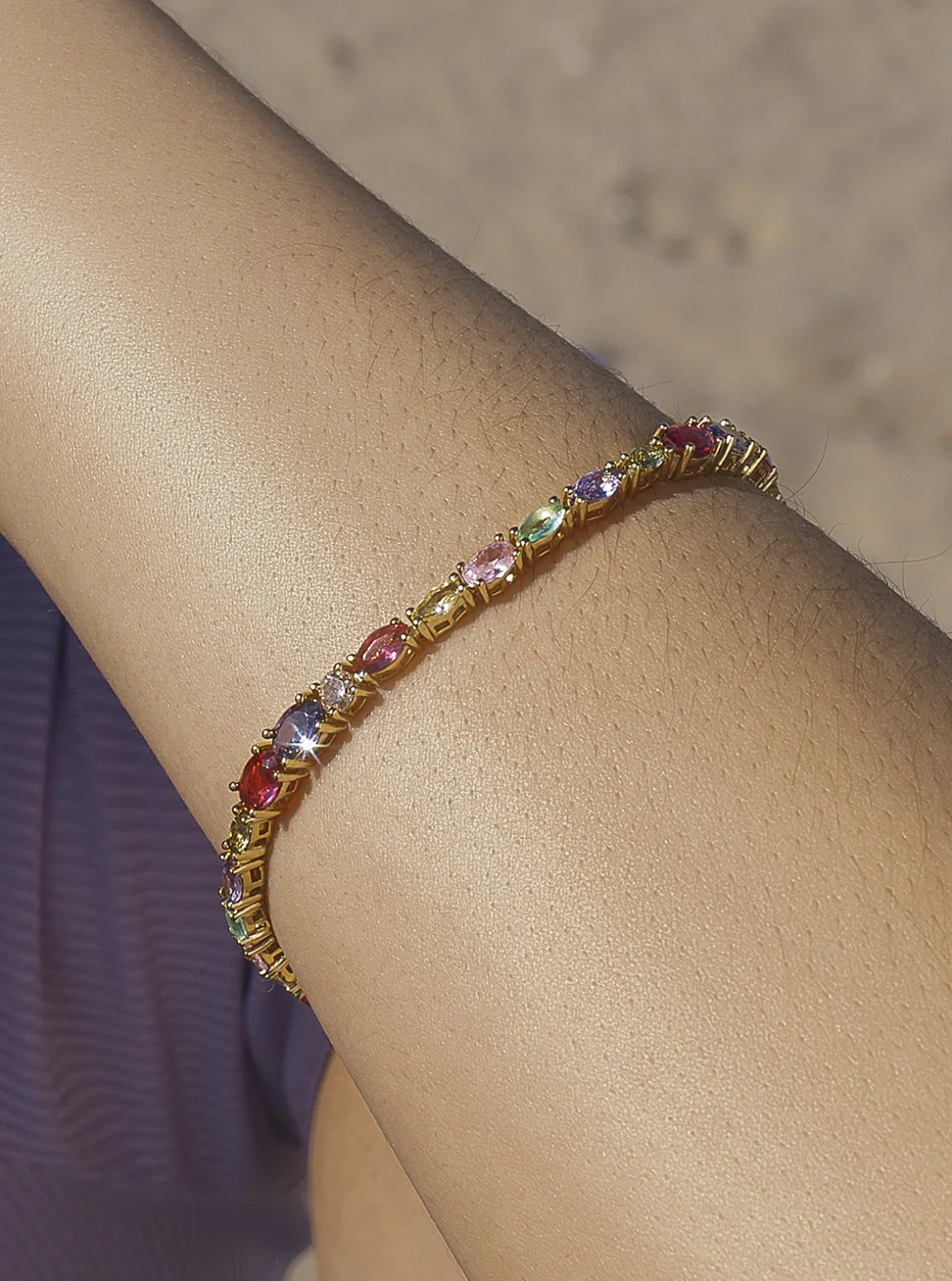 Pulseras Con Piedras | LINEARGENT Pulseras con piedras diseño multicolor en plata dorada