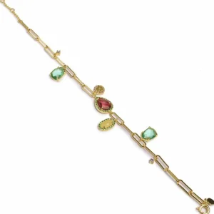 Pulseras Con Piedras | LINEARGENT Pulseras con piedras diseño paper clip con colgantes