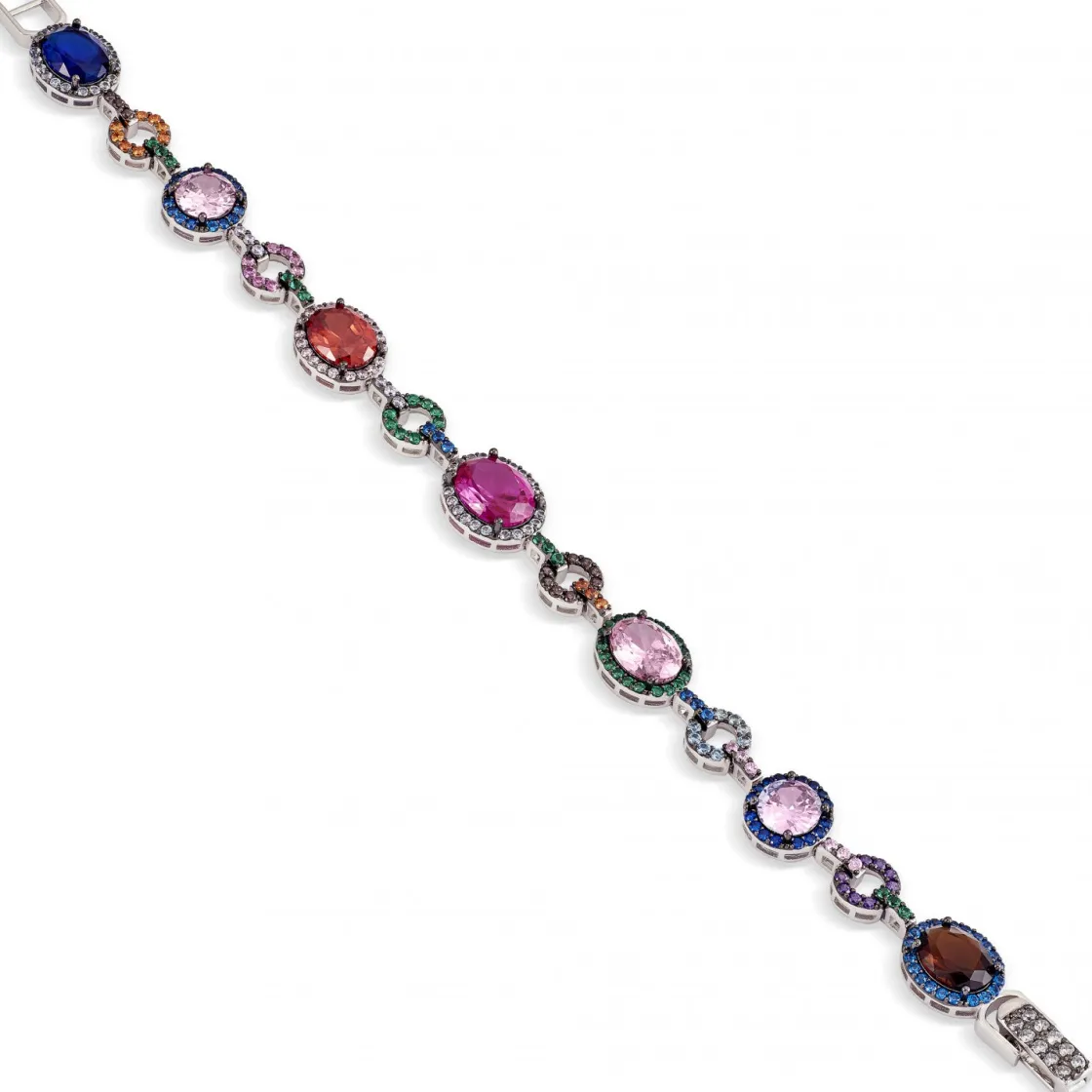 Pulseras Con Piedras | LINEARGENT Pulseras con piedras en plata motivos circular multicolor