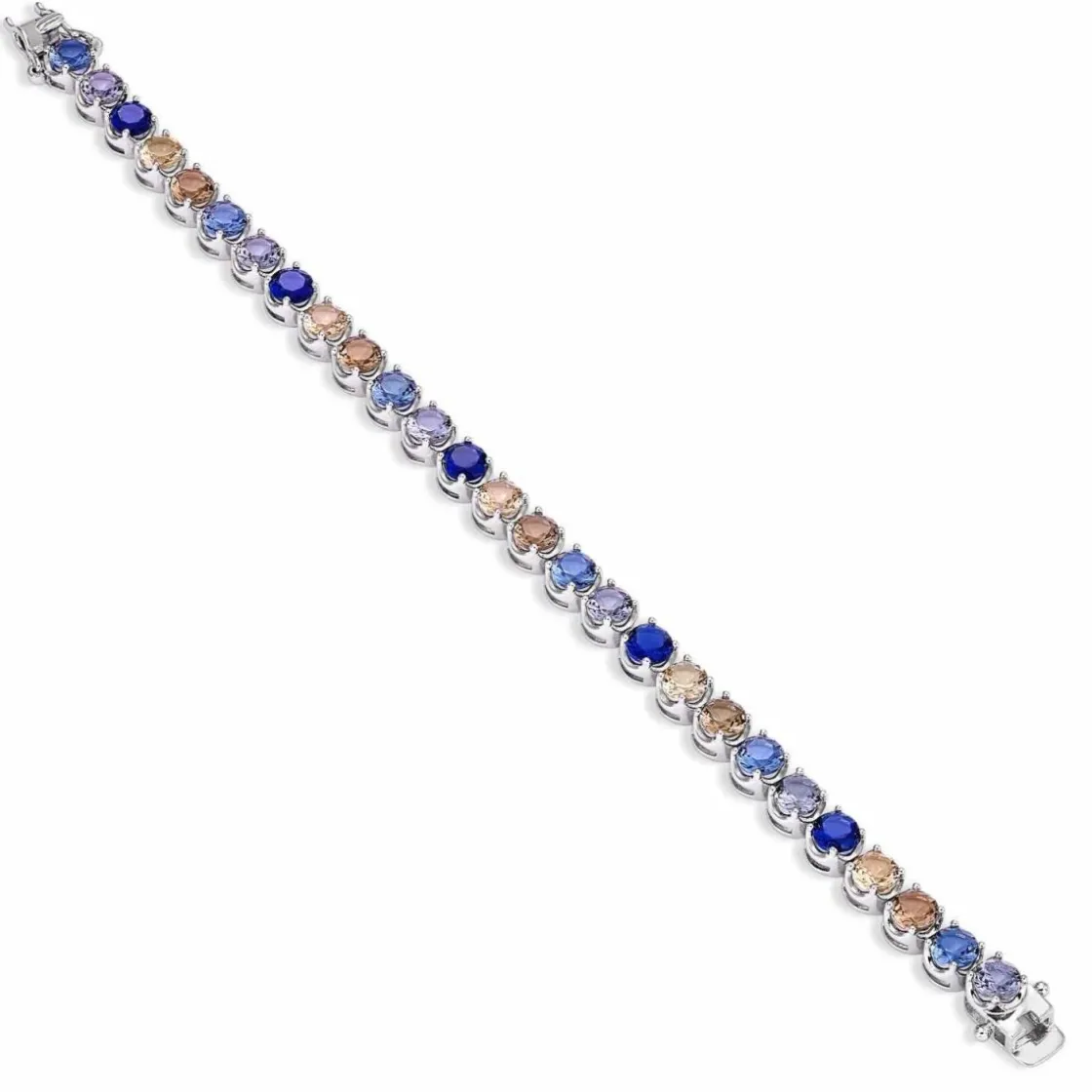 Pulseras Con Piedras | Pulsera Riviere | LINEARGENT Pulseras con piedras en tonos fríos de talla redonda
