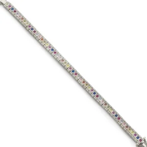 Pulseras Con Piedras | LINEARGENT Pulseras con piedras talla esmeralda multicolor y circonitas