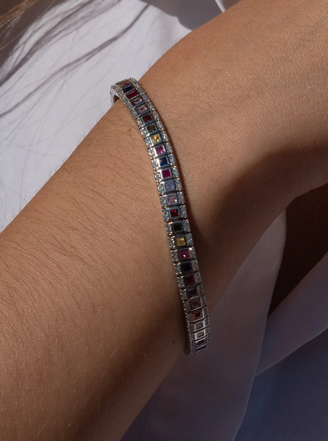 Pulseras Con Piedras | LINEARGENT Pulseras con piedras talla esmeralda multicolor y circonitas