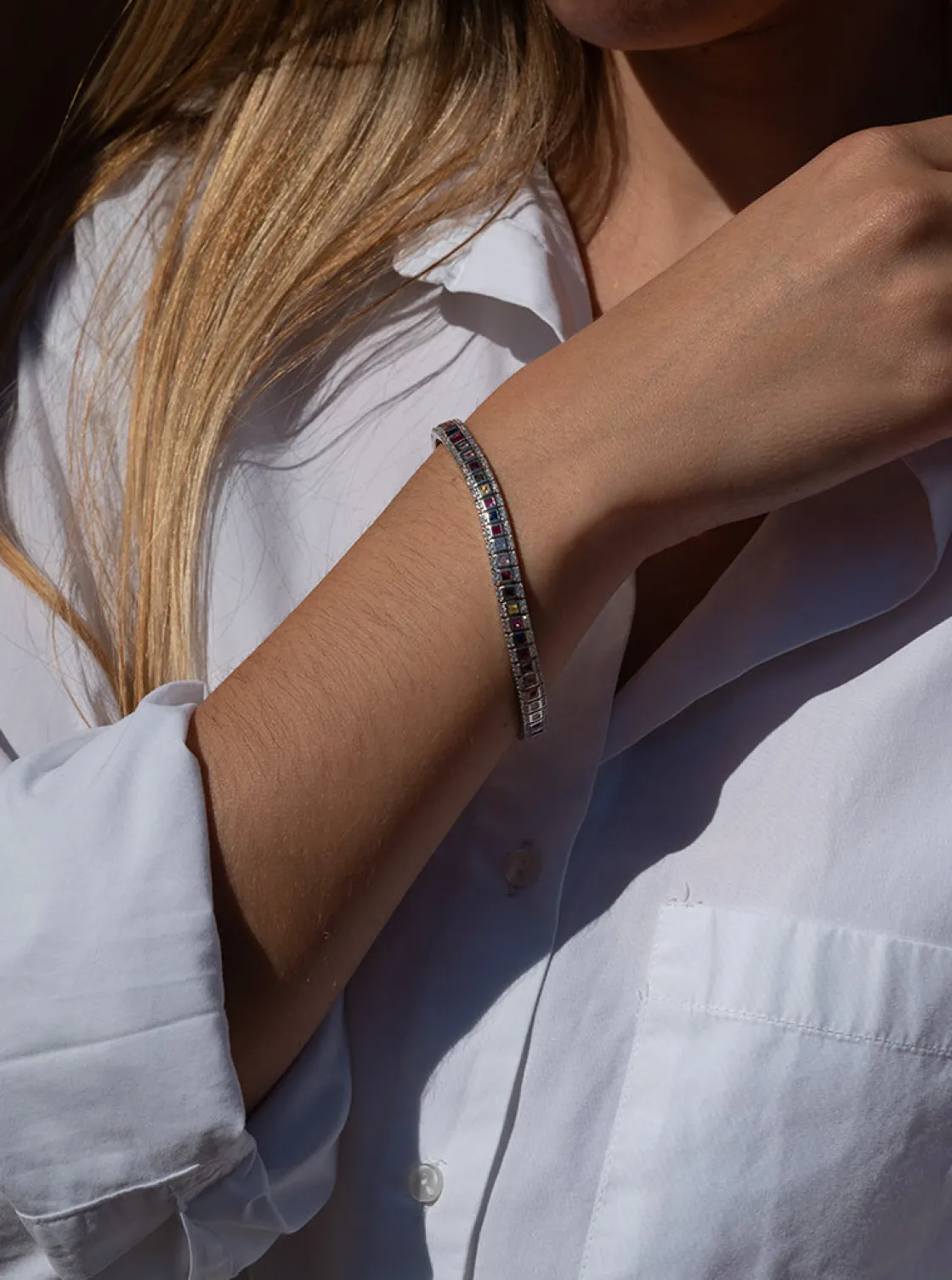 Pulseras Con Piedras | LINEARGENT Pulseras con piedras talla esmeralda multicolor y circonitas