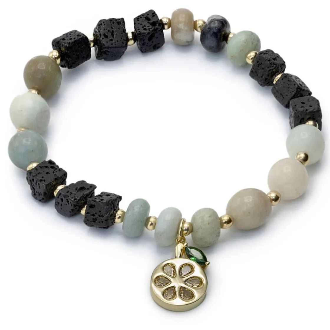 Pulsera De Bolas | Pulseras Con Colgantes | LINEARGENT Pulseras de bolas de plata charm con circonitas y piedras semipreciosas variadas