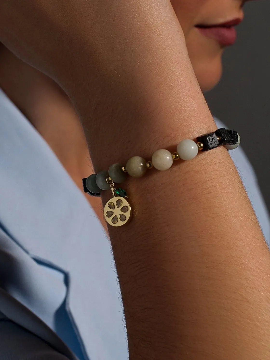 Pulsera De Bolas | Pulseras Con Colgantes | LINEARGENT Pulseras de bolas de plata charm con circonitas y piedras semipreciosas variadas