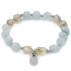 Pulsera De Bolas | Pulseras Con Colgantes | LINEARGENT Pulseras de bolas de plata charm de piña y piedras semipresciosas
