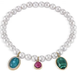 Pulsera De Bolas | Pulseras Perlas | LINEARGENT Pulseras de perlas diseño triple motivo de piedras naturales