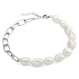 Pulseras Perlas | LINEARGENT Pulseras de perlas en plata diseño eslabones