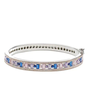 Pulseras Esclavas | LINEARGENT Pulseras esclava diseño carril de gemas multicolor