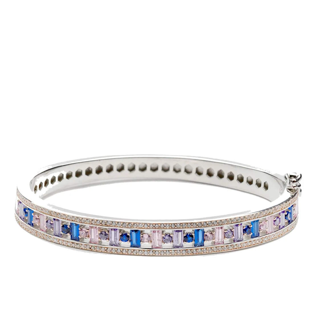 Pulseras Esclavas | LINEARGENT Pulseras esclava diseño carril de gemas multicolor